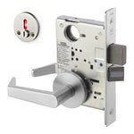 AUR 8802FL IND Privacy, Bedroom, or Bath Mortise Lock with Outside Indicator, Augusta Lever, Standard Rose